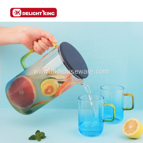 Glass Pitcher Cup Set with Silicone Lid